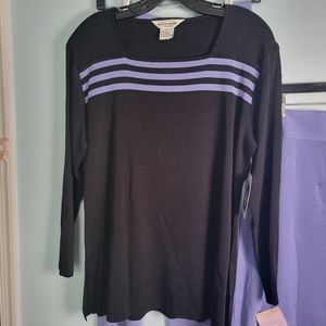 Exclusively Misook Petite Pants Size L Pull On Straight Leg, Vintage Lavender